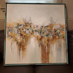 Large Framed Abstract Oil Painting Signed Xingchany.