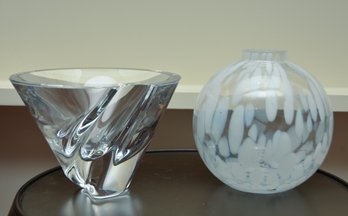 Kosta Boda Glass Vase With Modern White & Glass Vase