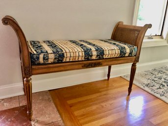 Hilldale Furniture Wooden And Caned Bench With Custom Cushion