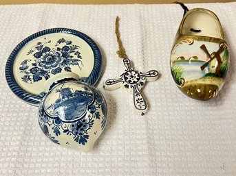 Delft, Wall Pocket, By Norelco, Blue And White Cross, Dutch Shoe Wall Pocket,