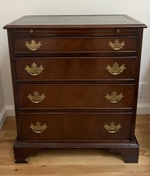 Leather Top Bachelor's Chest With Pullout Shelf