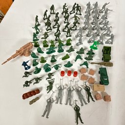 MPC Marx Tim-mee 1950's Toy Army Soldiers Carrying Rifles, Grenades, Potato Mashers, Trucks & Guns  C2