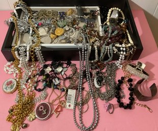 Bejeweled & Baubles Lot, Necklaces, Pill Boxes, Total Of 60
