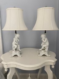 PAIR Cherub  Porcelain Lamps / Med Size