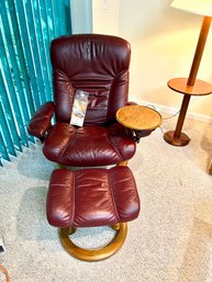 Stressless Ekornes Reclining Chair With Attached Table & Ottoman