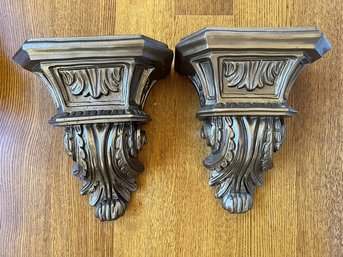 MATCHING PAIR, Resin Sconces, Gold Tone