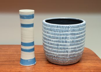 (1) Handmade Cornish Ceramic Pot With Ceramic Planter