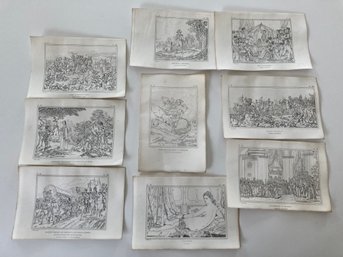 An Antique Group Of Nine French Bookplates Of Napoleon 1825