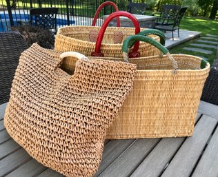 Pair Of MERSEA Basket Totes And MARK & GRAHAM Straw Bag