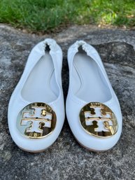 Tory Burch White Leather Flats Size 7 M