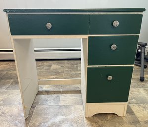 Small Children's Painted Wooden Desk With Drawers