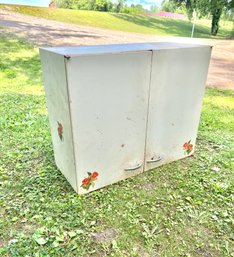 Vintage 60s Metal Wall Cabinet With Flower Details