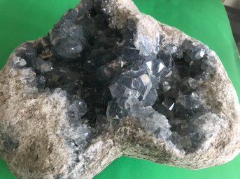 Celestite  Crystal Geode. 21 LB , 11 Inch By 9 Inch, 5 Inch Deep