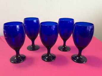 Cobalt Blue Stemmed Water Glasses