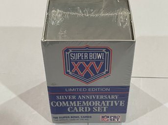 1989 Pro Set Limited Edition Super Bowl XXV Silver Anniversary Commemorative Card Set.  160 Card Factory Set