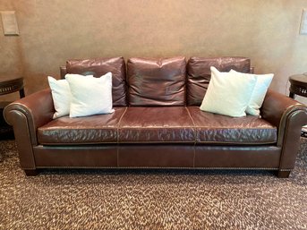 Handsome Quality Leather Club Sofa By Edward Ferrell
