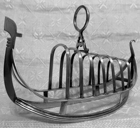 Antique Victorian Silver Plated Six Slice Toast Holder Gondola - Samuel Fisher 188 Strand London