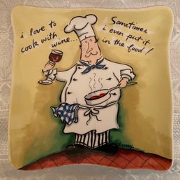 Square Plate - I Love To Cook With Wine. Sometimes I Even Put It In The Food - Mud Pie By Tracy Flickenger
