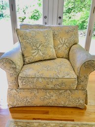 Custom Alan White Large Club Chair, Yellow Toile