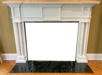 A Painted White Wood Fireplace Mantle Frame