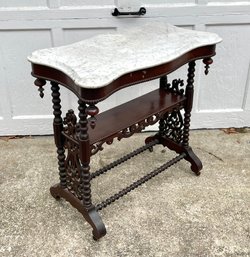 Ornate Antique Marble Top Parlor Table
