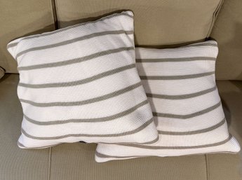 DKNY Striped Cableknit Cotton Button Back Pillows