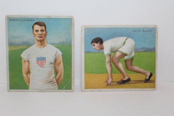 1910 T218 Mecca Cigarettes Track Cards - Hurdler Jack Eller & Robert Cloughen Sprinter