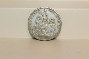 1926 Peru Un Sol Coin -  Silver World Coin Crown