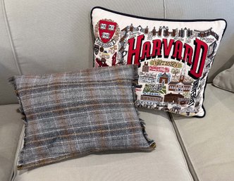 Harvard Pillow With Plaid Tweed Pillow