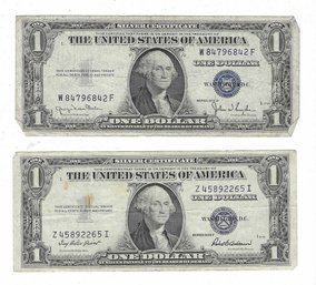 1935 D & F Silver Certificates Blue Seal $1 Notes