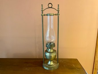 Vintage Brass Oil Lantern With Glass Hurricane