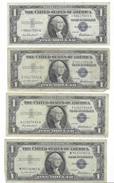 (4) 1957 Silver Certificates Blue Seal $1 Notes