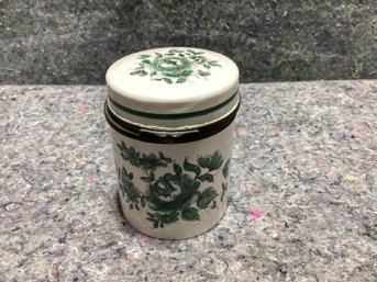 French Lidded Jar Green Floral Design