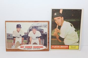 1961 & 1962 Cletis Boyer Topps Cards - NY Yankees
