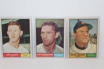 1961 Topps Baseball - Jim Kaat HOFer- Hank Bauer - Jim Davenport