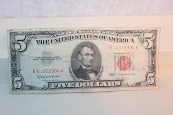 $5 Red Seal Bill 1963