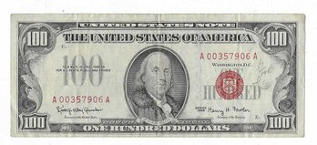 1966 Series $100 One Hundred Dollar Red Seal Note