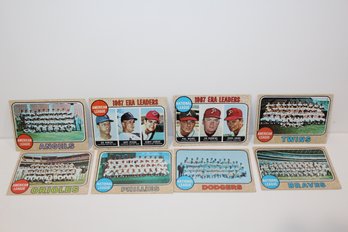 1968 Topps Cards  - 1967 ERA Leaders & 6 1968 Team Cards Phillie-dodgers-Twins-angles-Braves-Orioles