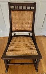 Antique Cane Back Rocking Chair 31 In. H X 29 In. D Seat Measures 19 In. Width