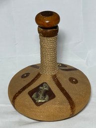 Nautical Burlap Covered Decanter With Stopper