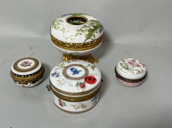 FIVE PORCELAIN DRESSER BOXES