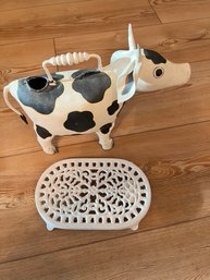 Metal Cow Watering Can, Metal Trivet