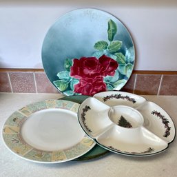 Lot Of Serving Platters Including Christmas