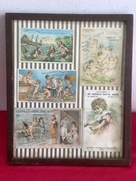 Vintage Framed Ads/postcards Art