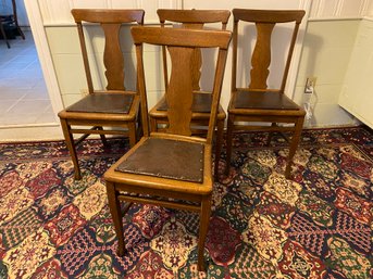 Set Of 4 Vintage Oak Chairs