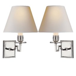 A Pair Of Visual Comfort Dean Single Arm Wall Sconces - Alexa Hampton - Polished Nickel