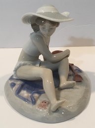 E. Lladro #5488, Sandcastles, Girl Sun Hat, Bucket & Pail