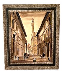 Marmaioli, 'Firenze Uffizi, Pencil And Watercolor On Paper, Framed