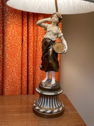A Great Figural Lamp With Morlee Lamp Shade