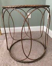 Glass Topped Metal Rope Side Table